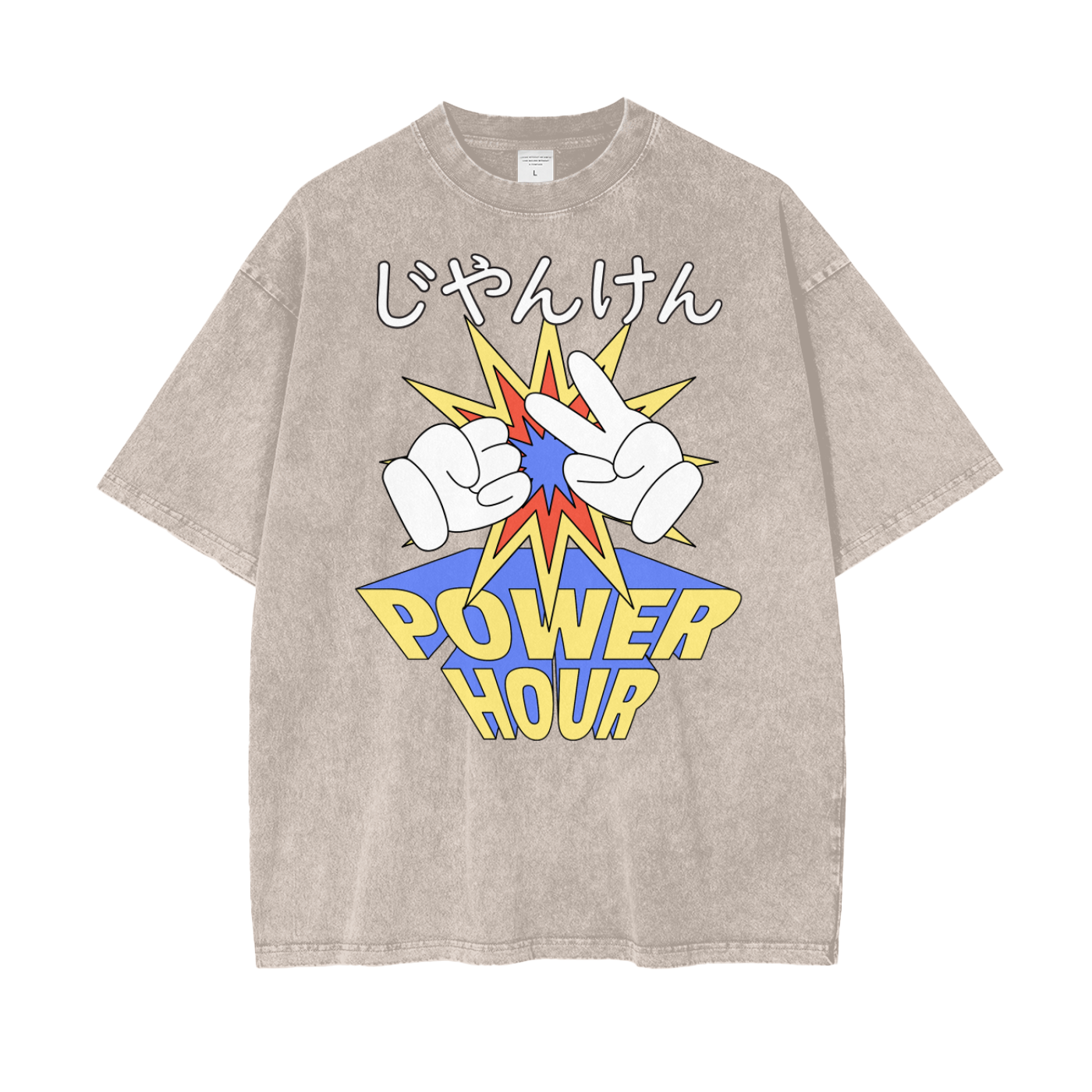 Janken Game Unisex Oversize Snow Washed T-Shirt