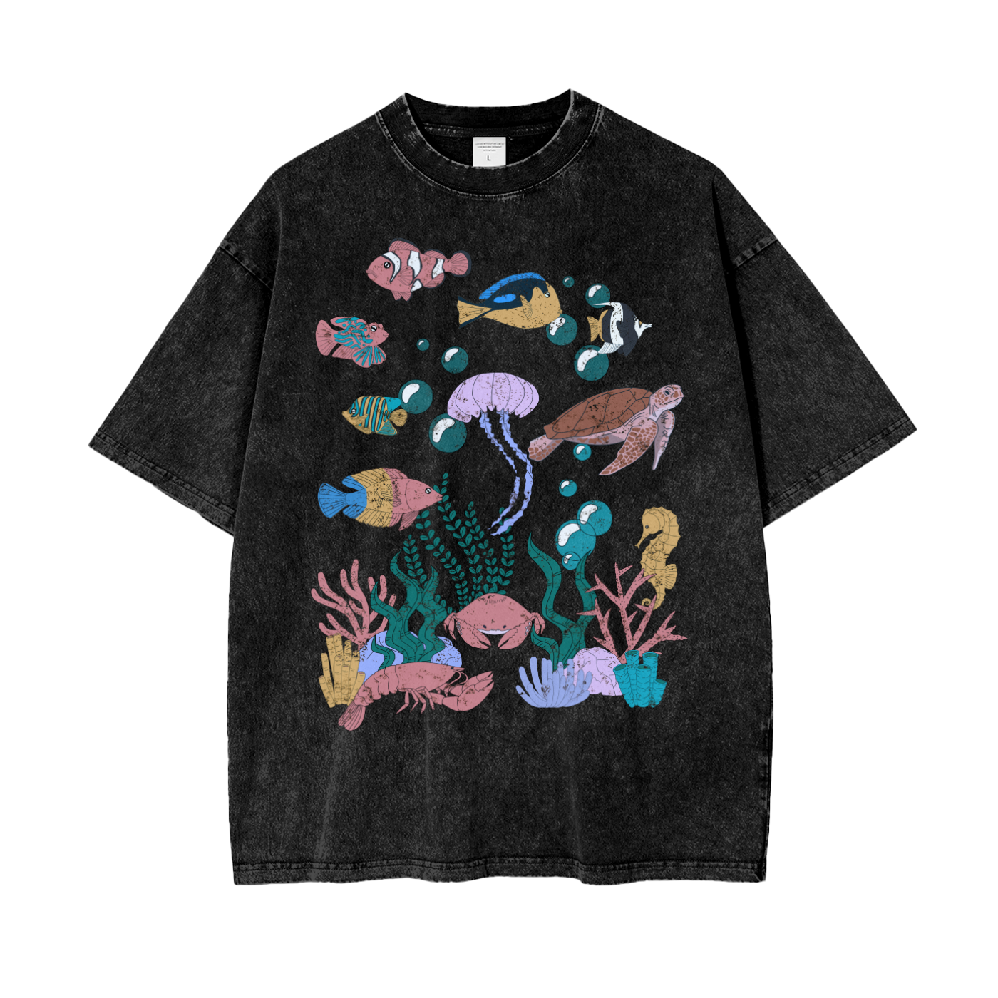 Under The Sea Unisex Oversize Snow Washed T-Shirt