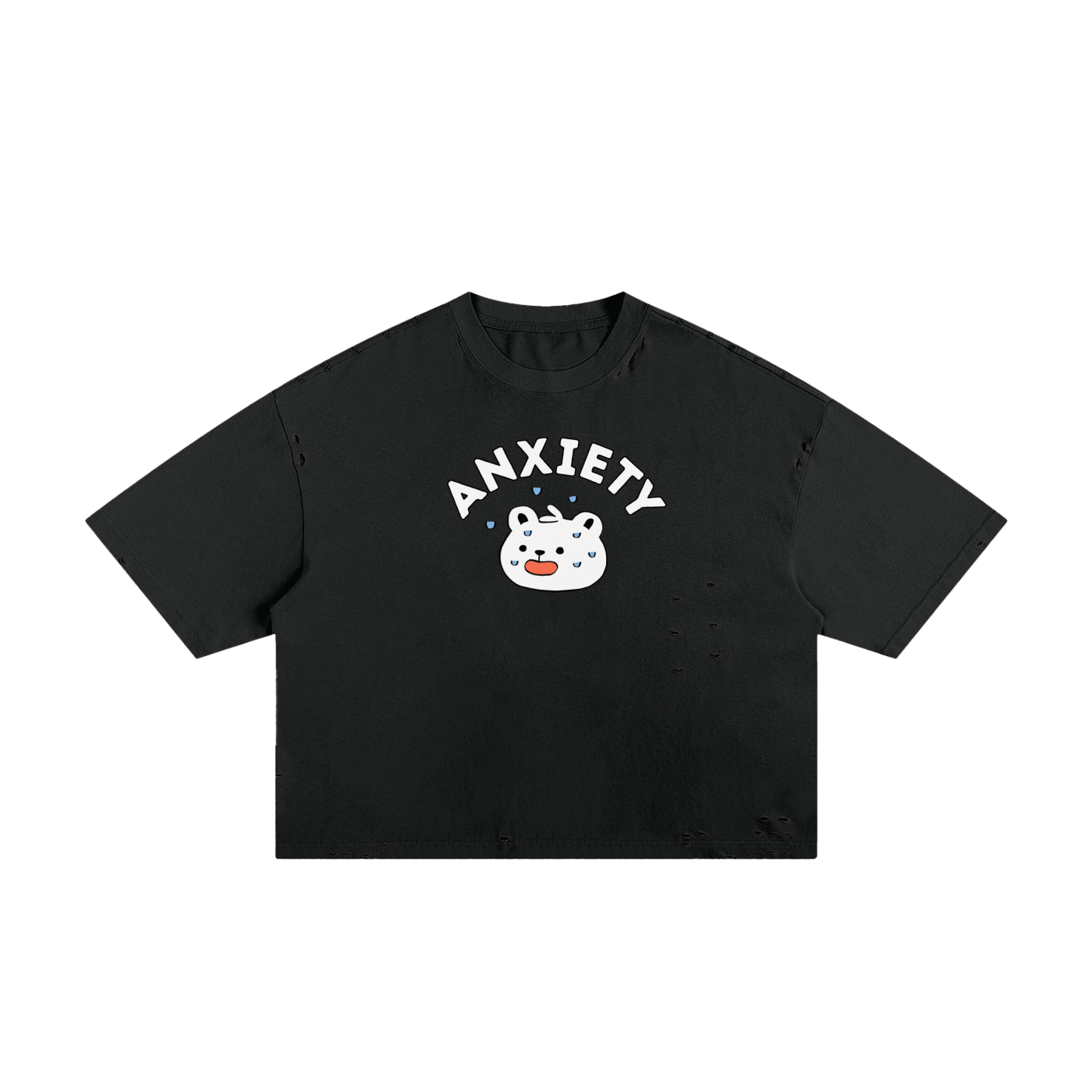 Anxiety Polar Bear Unisex Classic Frayed Boxy Tee