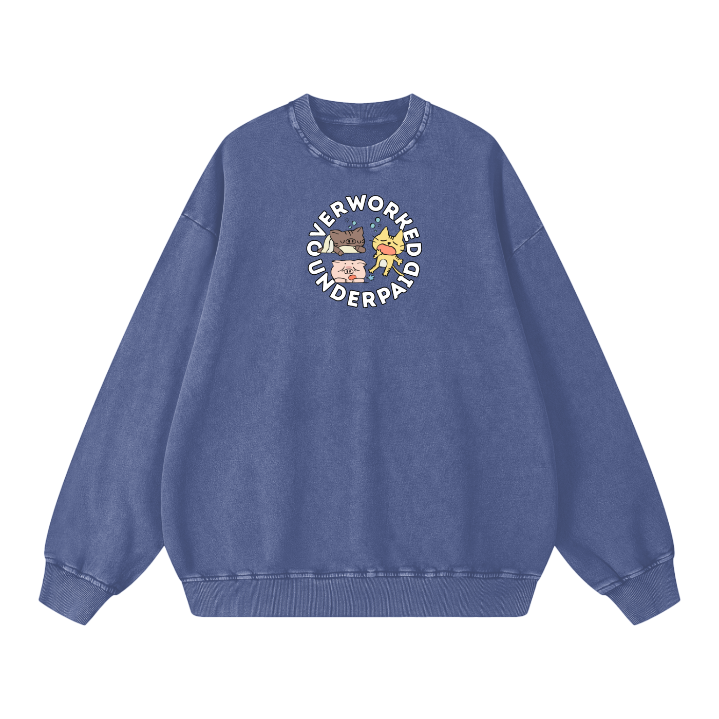 Overworked Animals Acid Wash Oversize Sweatshirt