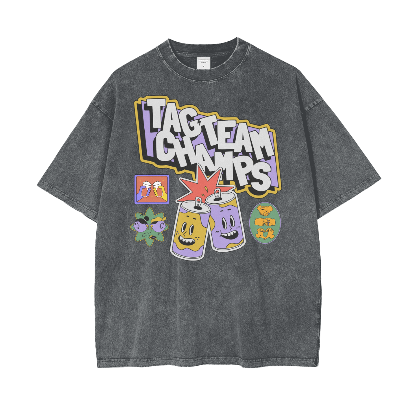 TagTeam Champs Unisex Oversize Snow Washed T-Shirt