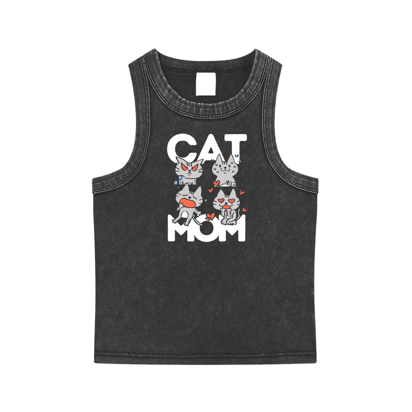 Cat Mom Snow Washed Tank Top