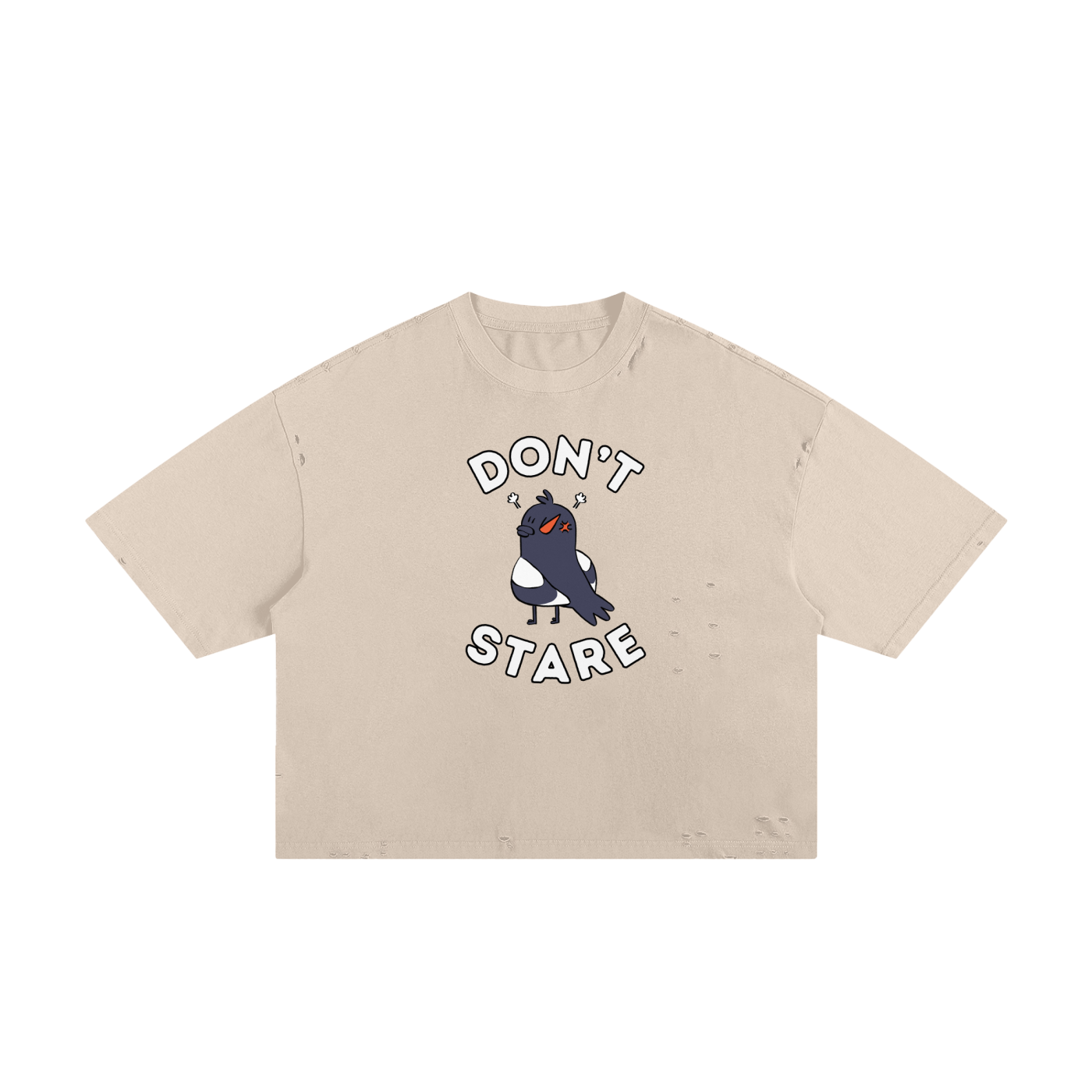Don't Stare Bird Unisex Classic Frayed Boxy Tee