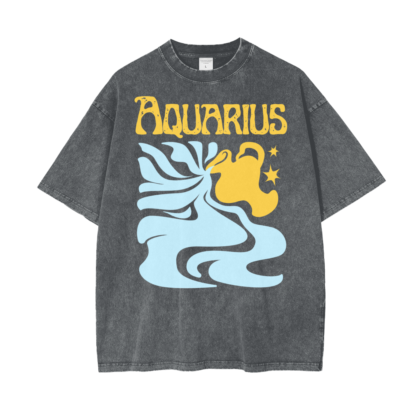 Zodiac Aquarius Psychedelic Snow Washed T-Shirt