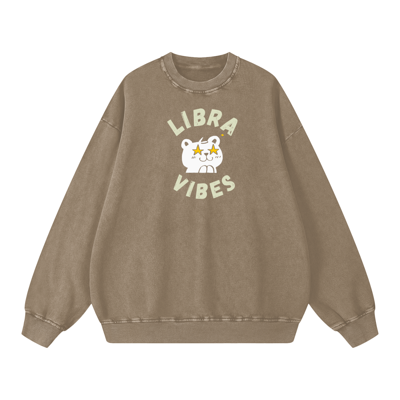 Zodiac Libra Bear Unisex Acid Wash Oversize Sweatshirt