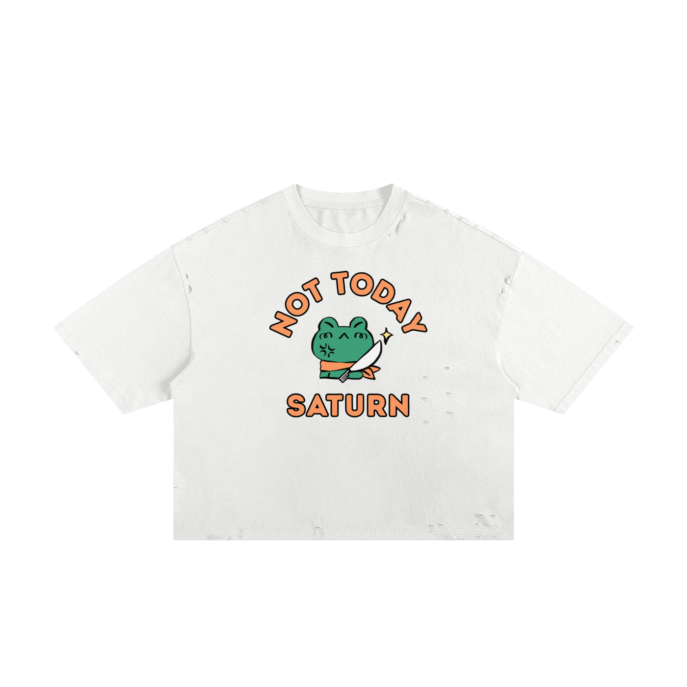 Not Today Frog Unisex Classic Frayed Boxy Tee