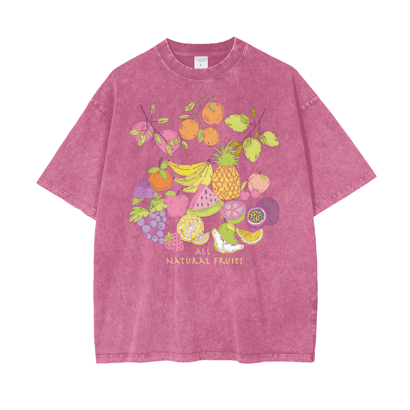 Natural Fruits Unisex Oversize Snow Washed T-Shirt