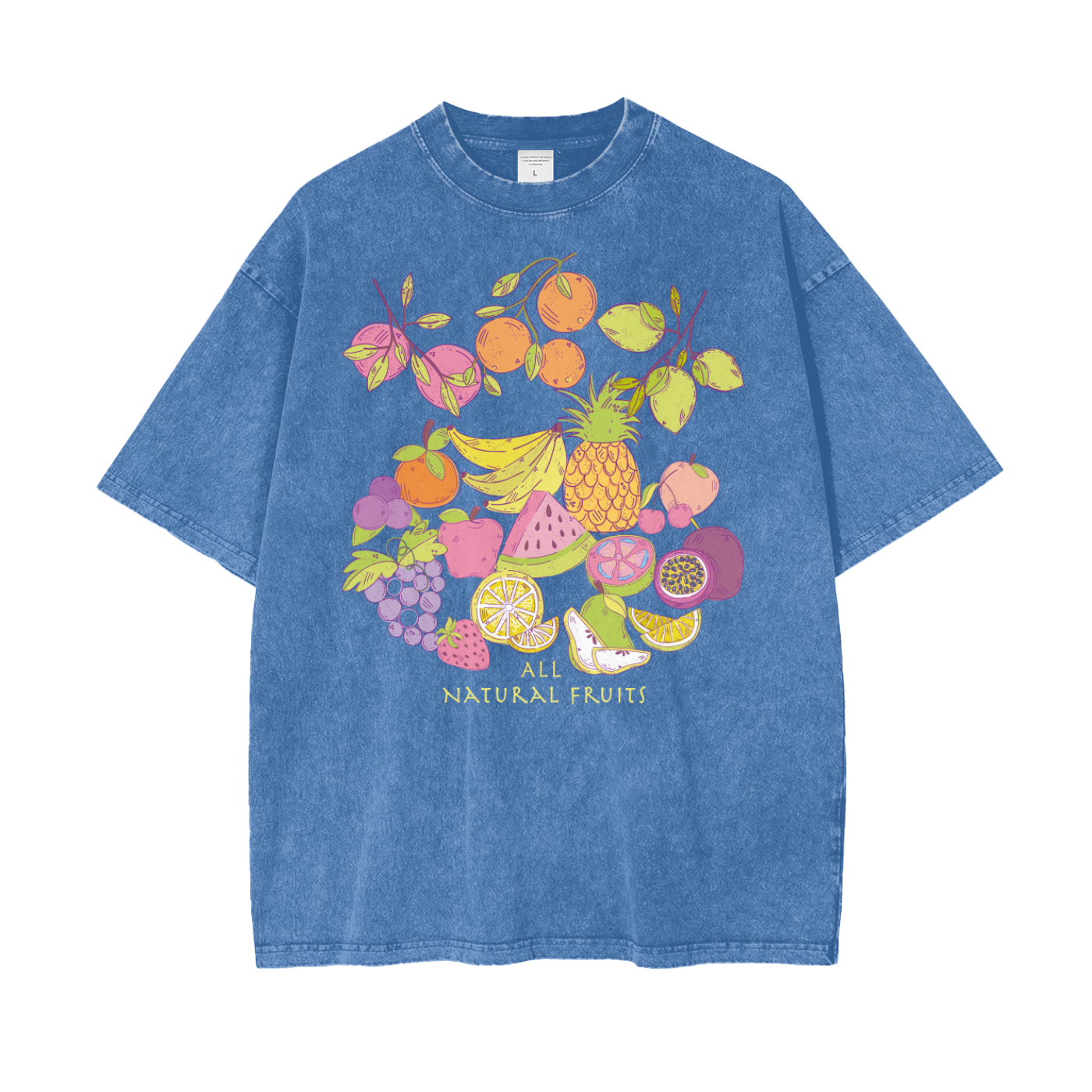 Natural Fruits Unisex Oversize Snow Washed T-Shirt