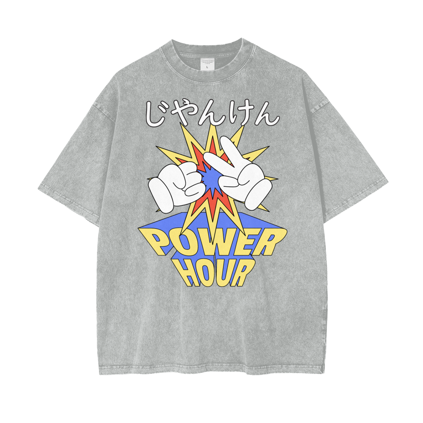 Janken Game Unisex Oversize Snow Washed T-Shirt