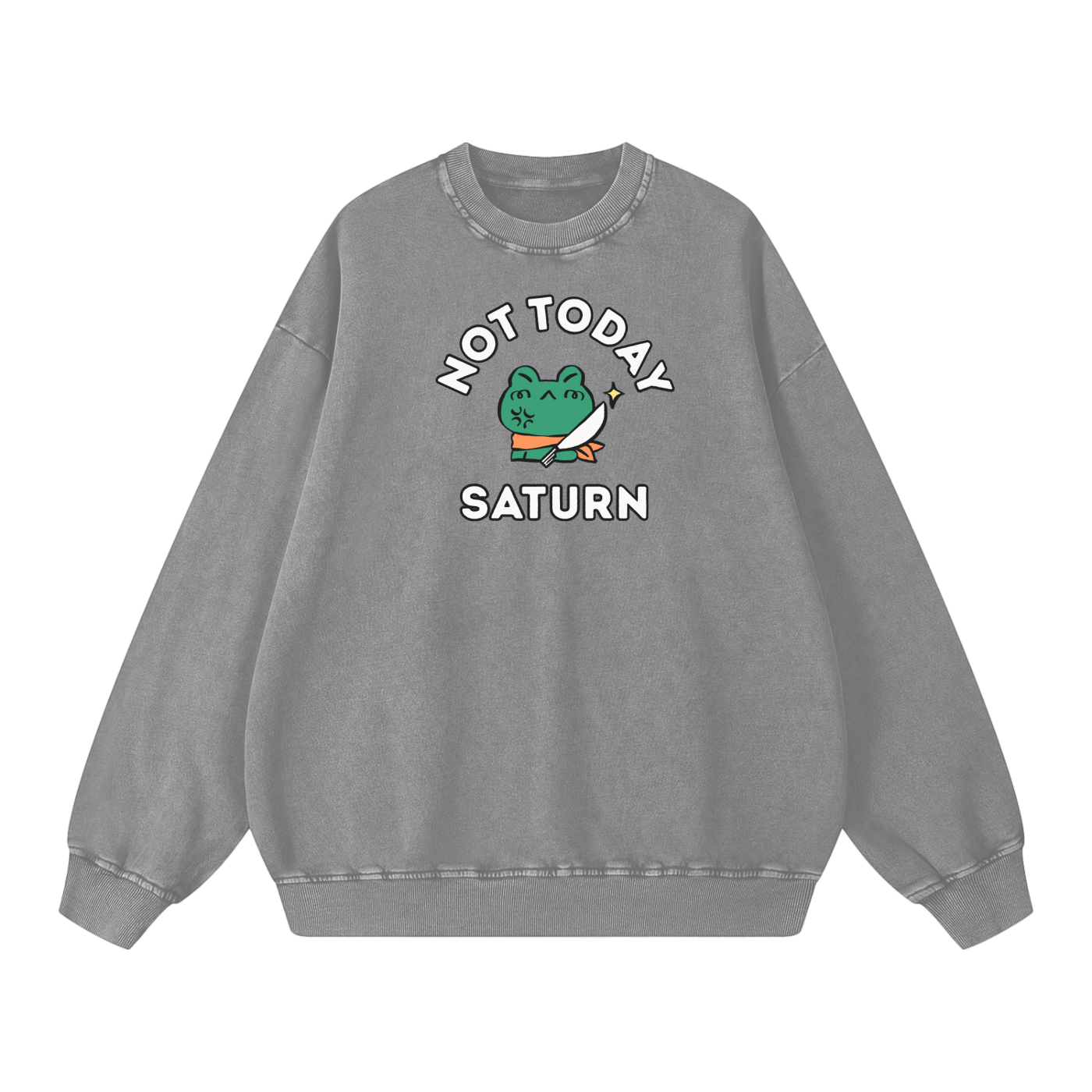 Not Today Frog Unisex Acid Wash Oversize Sweatshirt