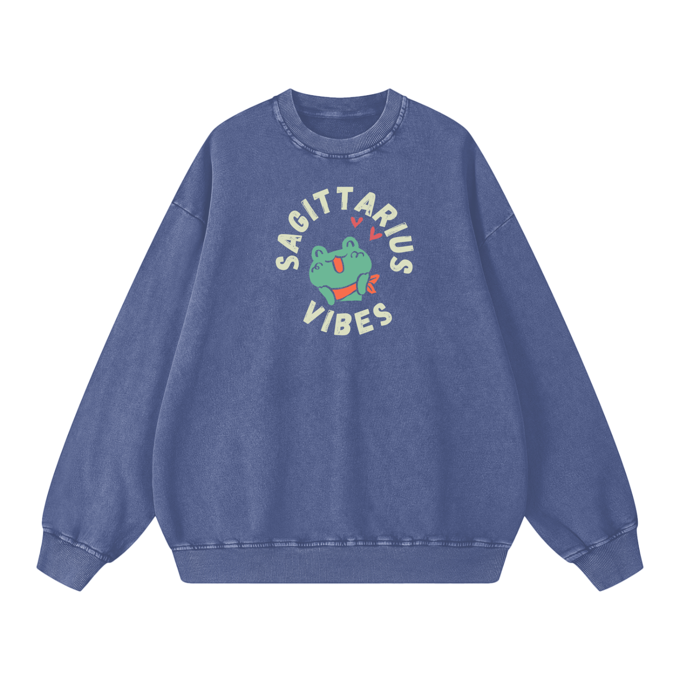 Zodiac Sagittarius Frog Unisex Acid Wash Oversize Sweatshirt