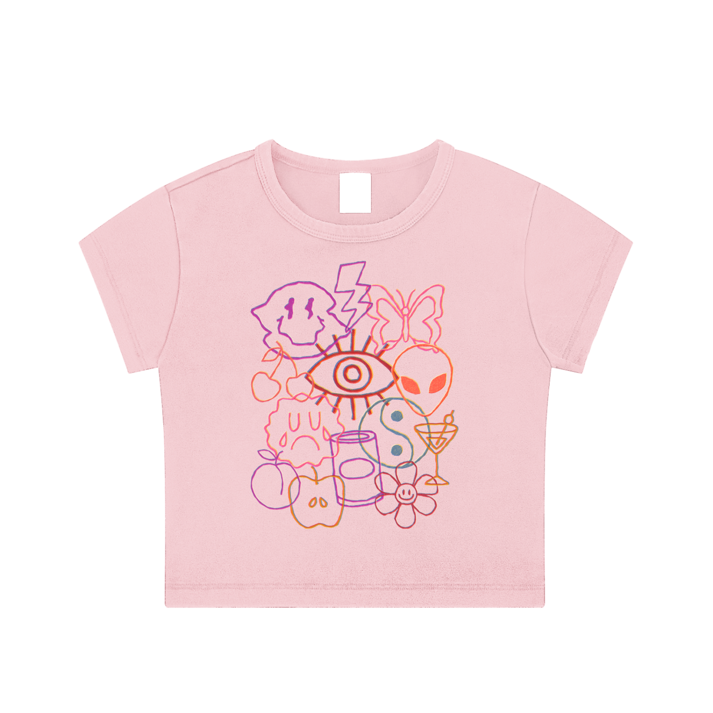 Trippy Doodles Snow Washed Crop Top