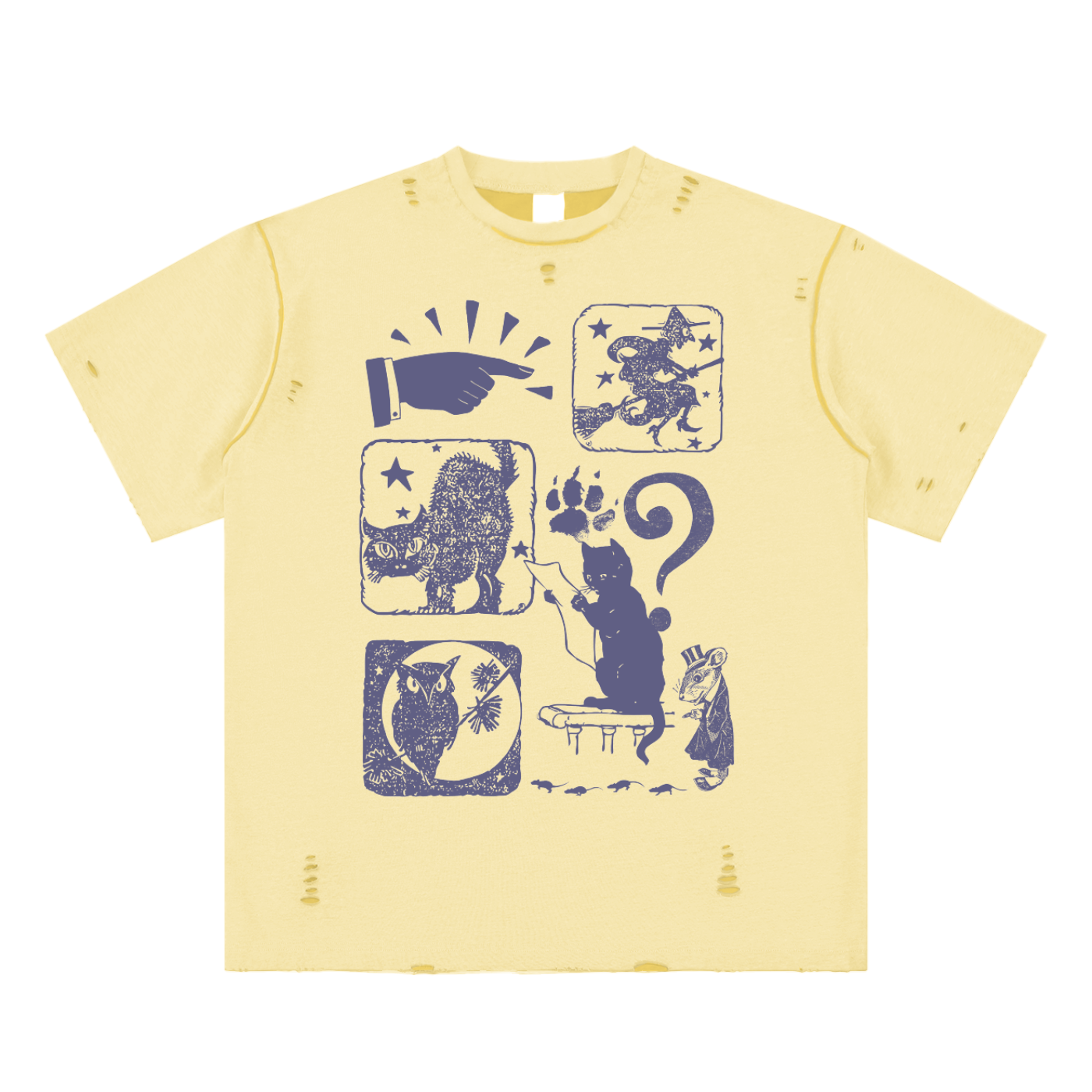 Cat & Mouse Games Unisex Reversible Frayed T-shirt