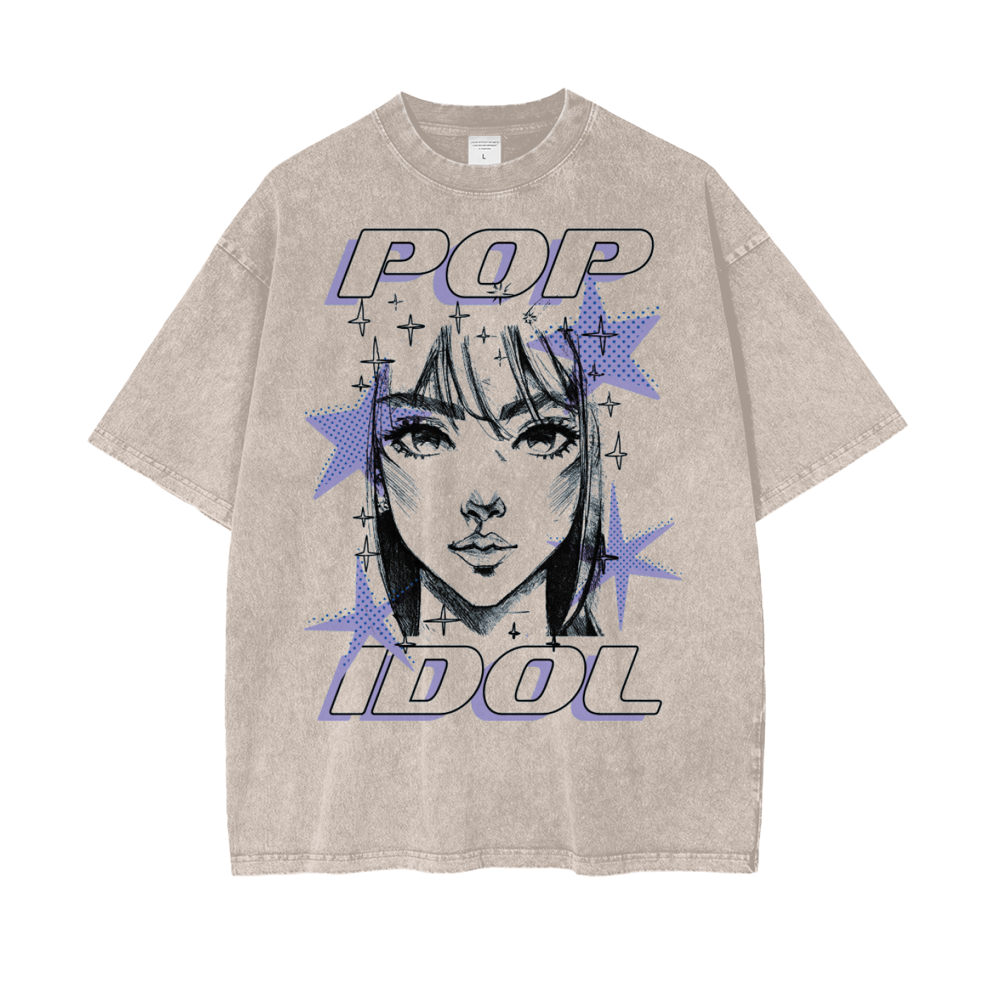 Anime Pop Idol Unisex Oversize Snow Washed T-Shirt