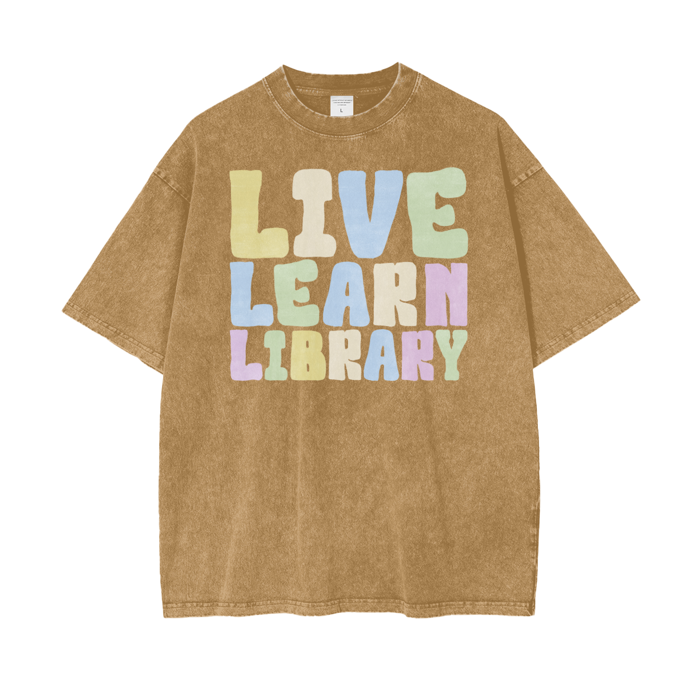 Live Library Unisex Oversize Snow Washed T-Shirt