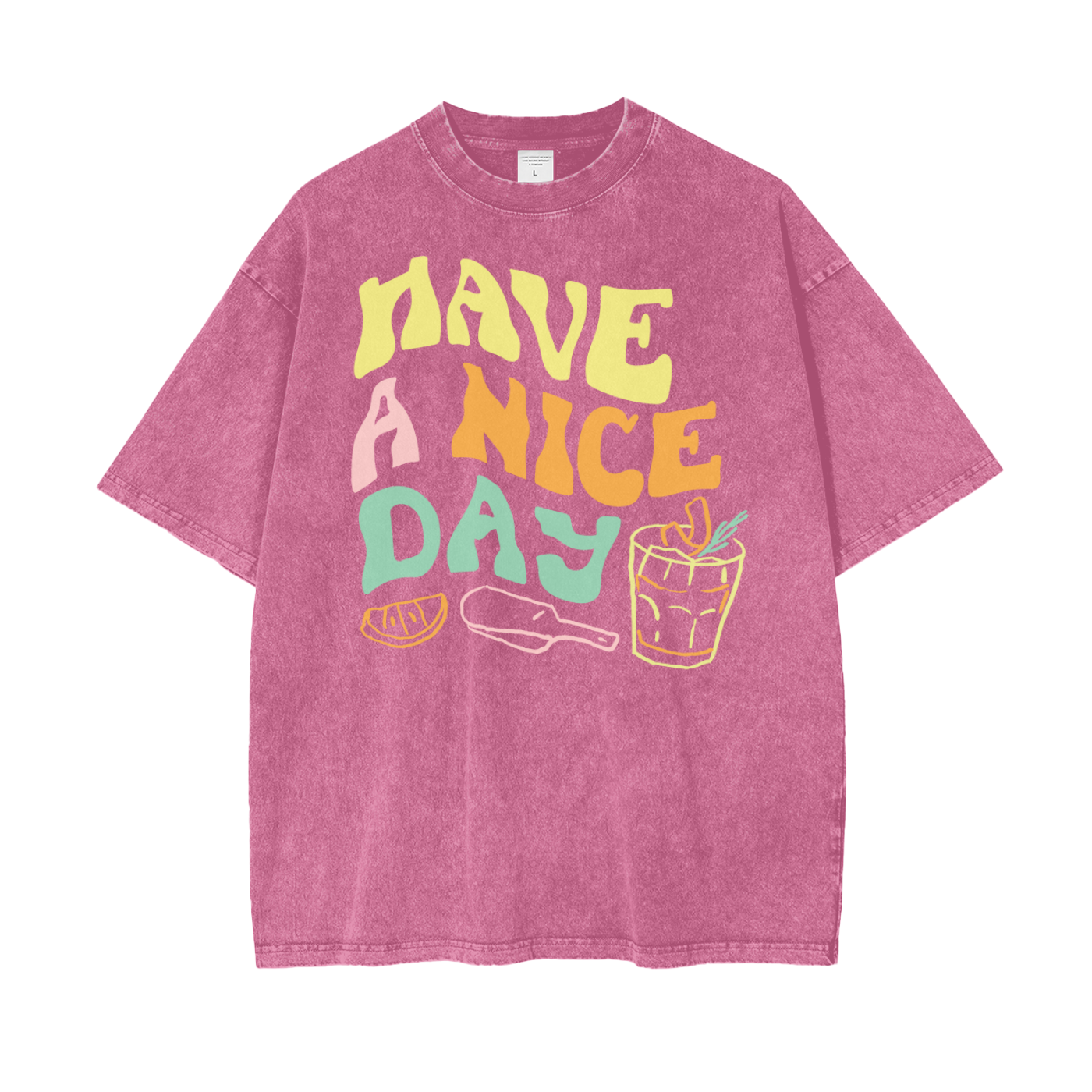 Nice Day Drinks Unisex Oversize Snow Washed T-Shirt