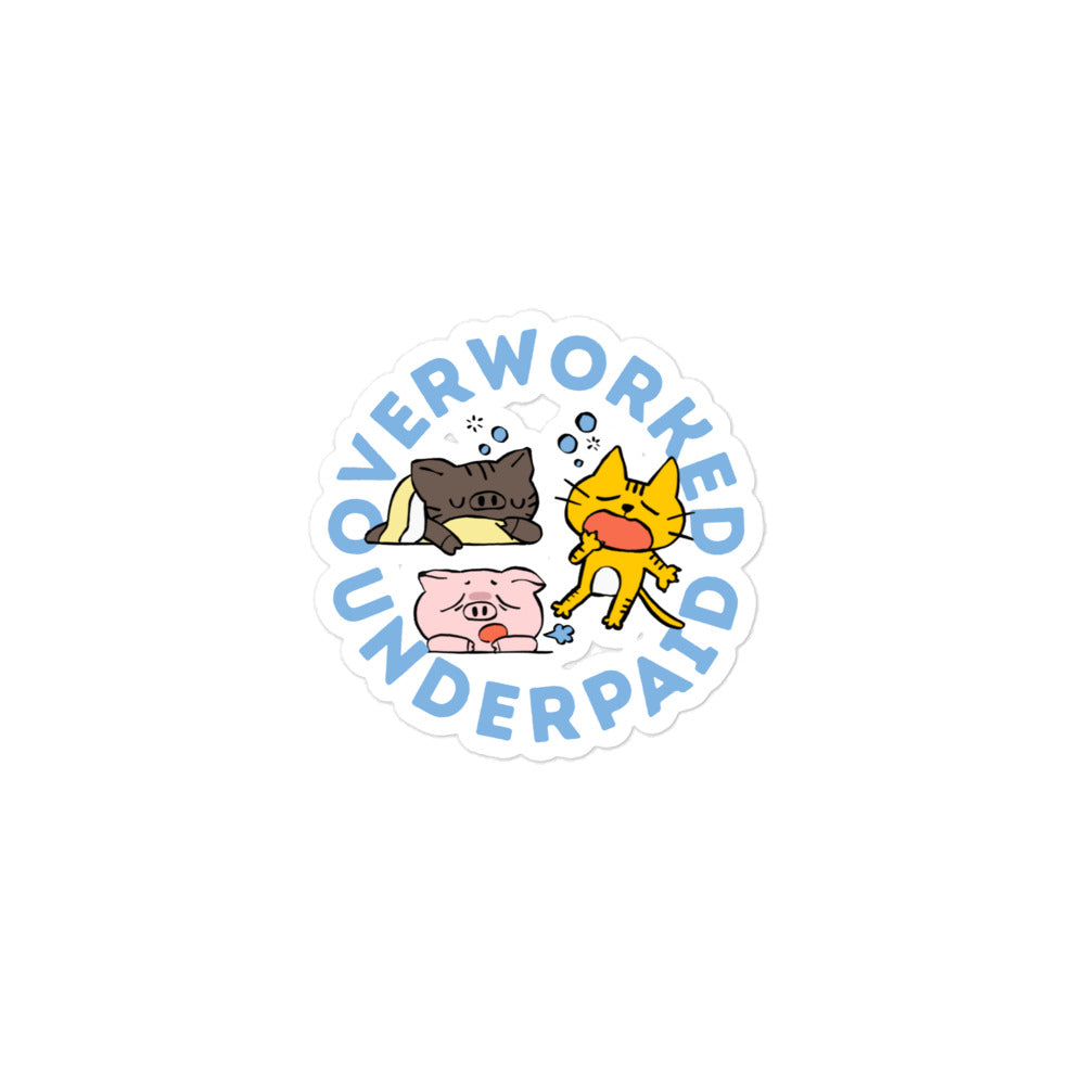 Animals Overworked Retro Sticker