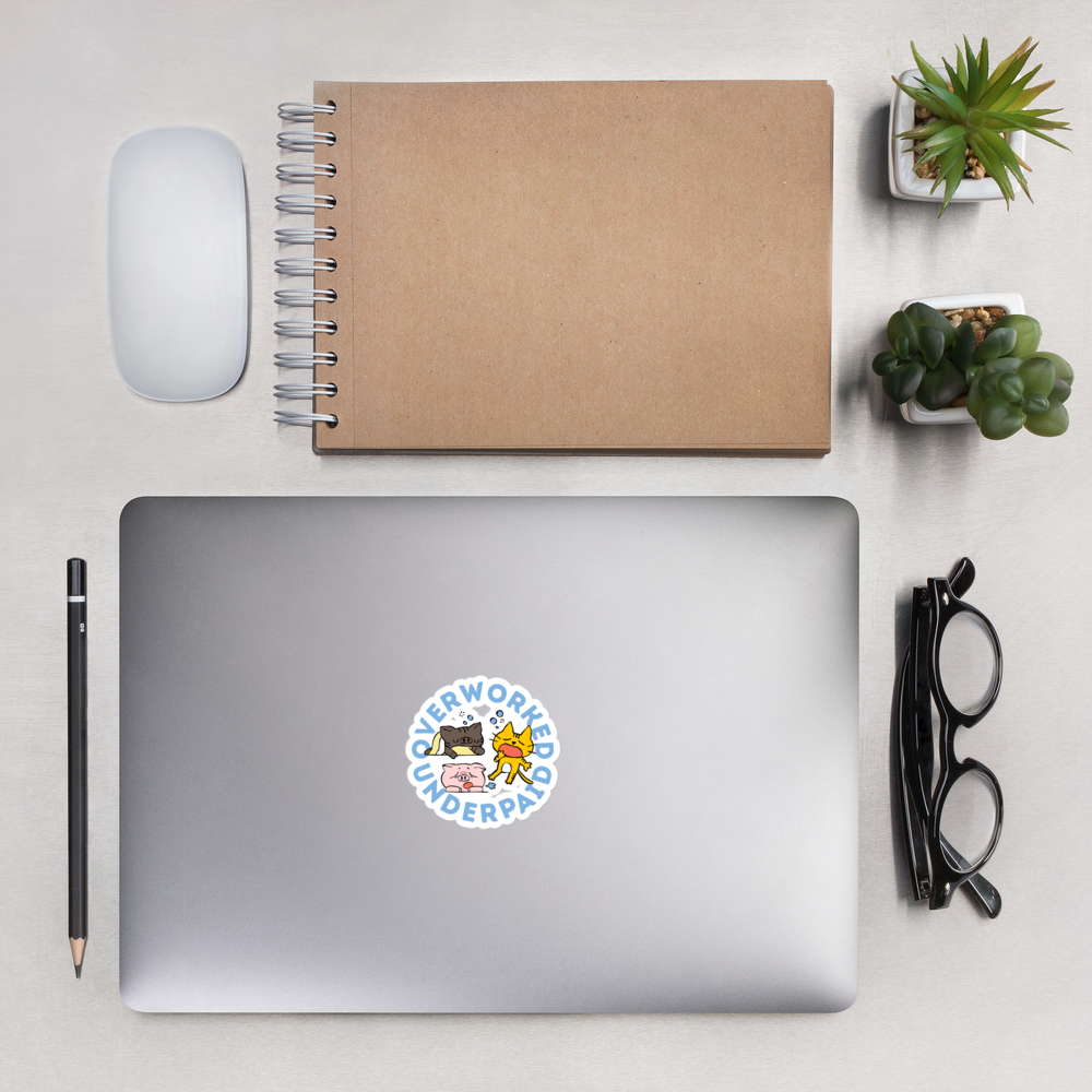 Animals Overworked Retro Sticker
