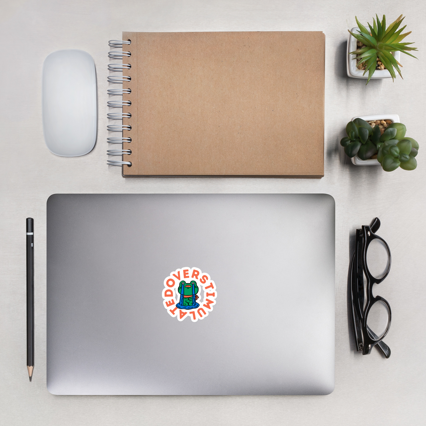 Overstimulated Frog Retro Sticker