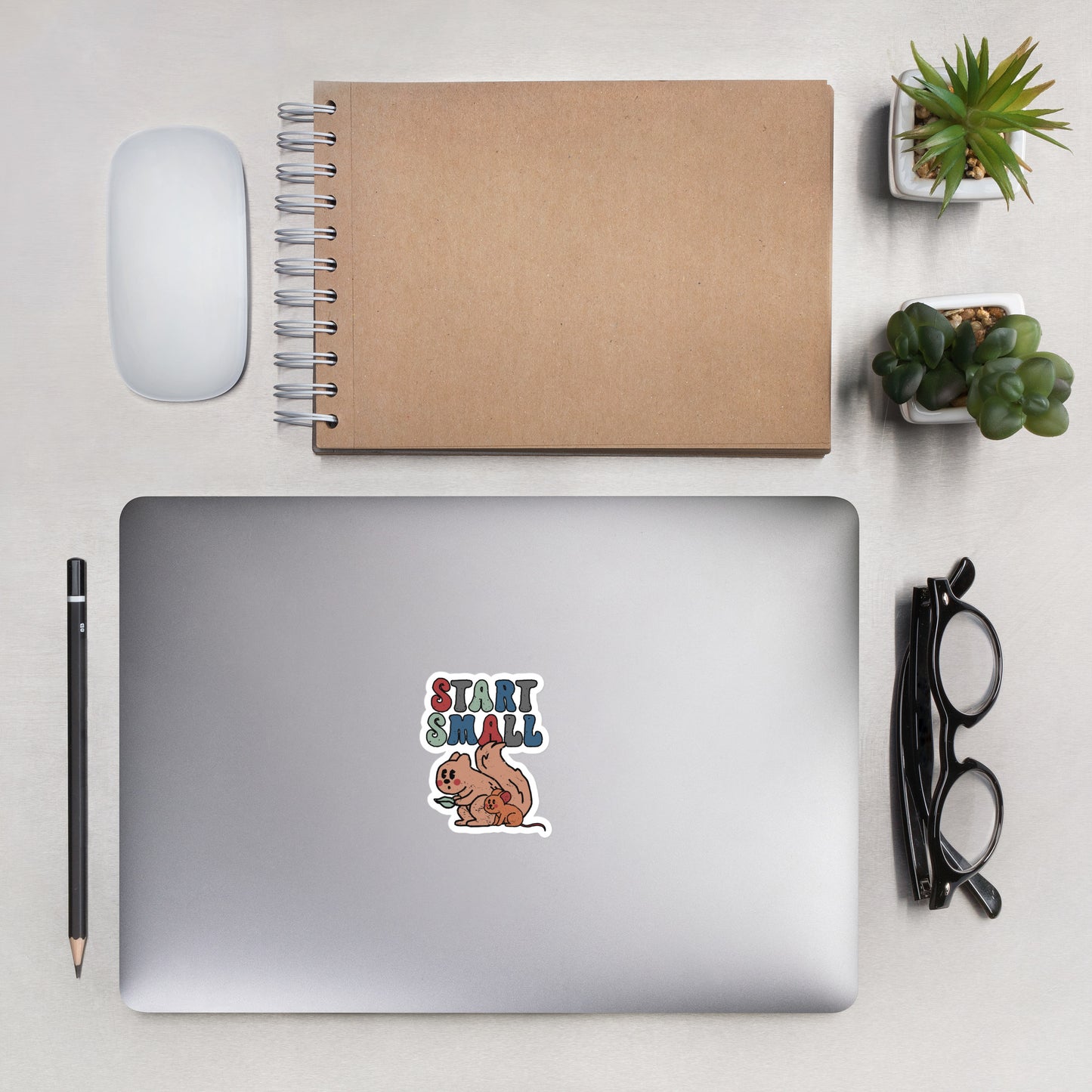 Start Small Retro Sticker Squirrel