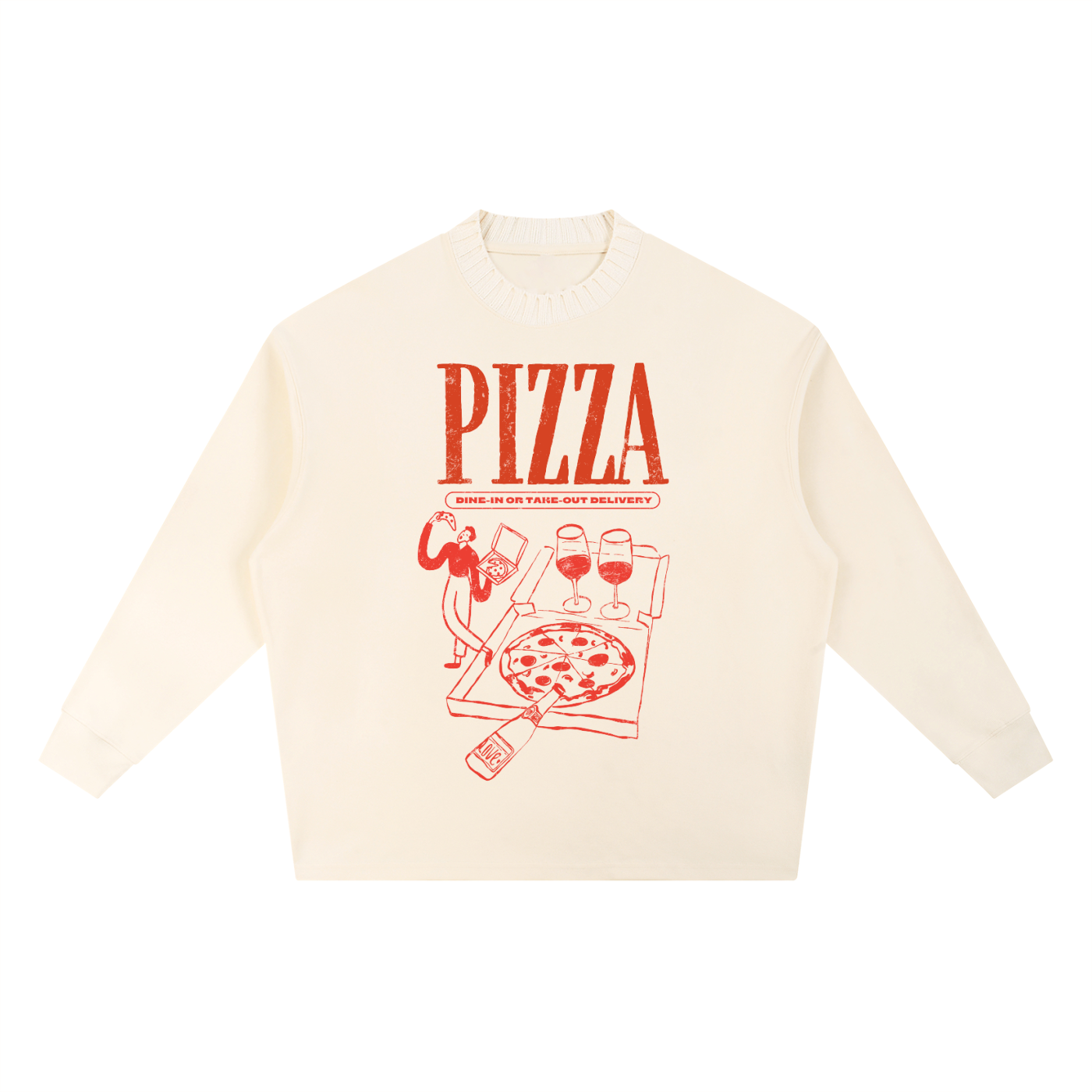 Pizza Party Unisex Crew Neck Oversize Sweatshirt