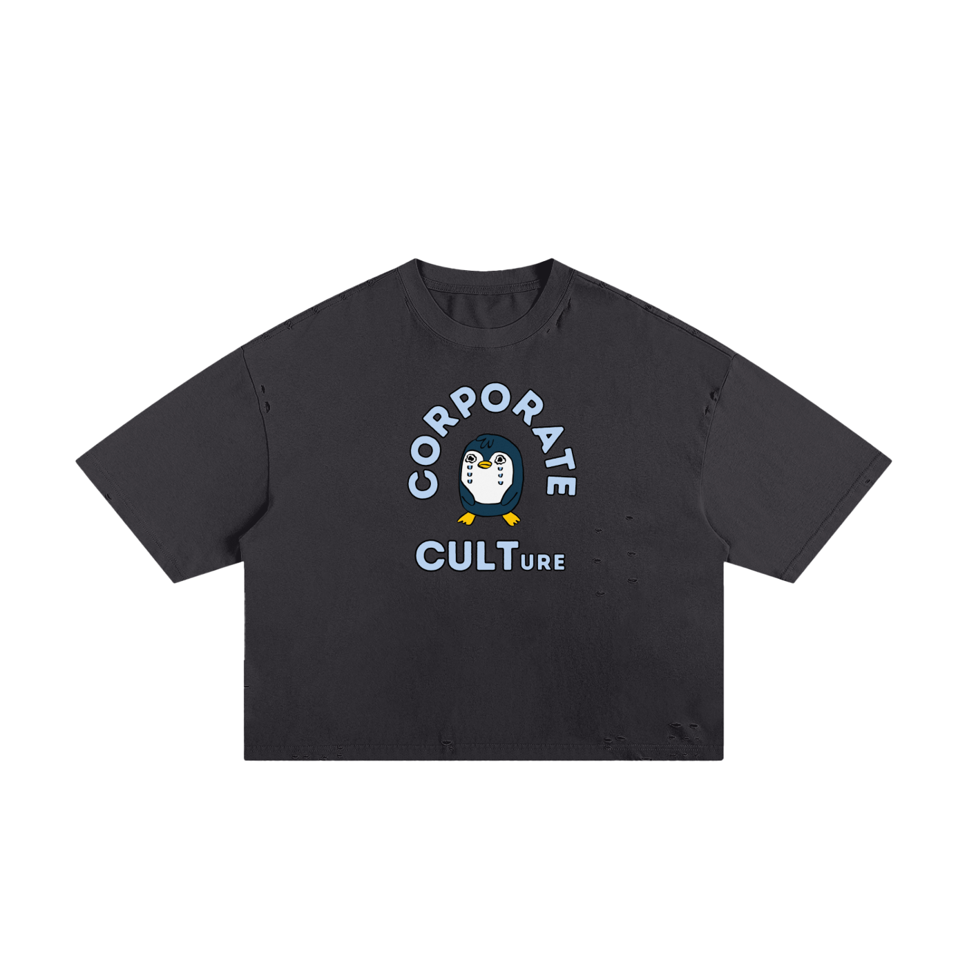 Corp Cult Penguin Unisex Classic Frayed Boxy Tee