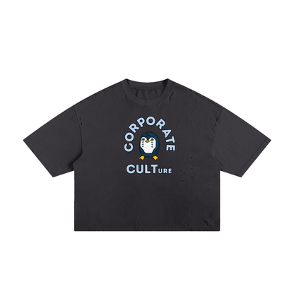 Corp Cult Penguin Unisex Classic Frayed Boxy Tee