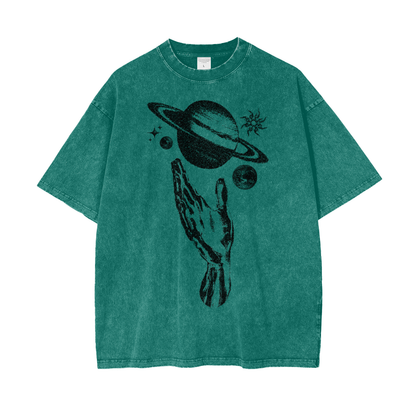 Planet Power Unisex Oversize Snow Washed T-Shirt