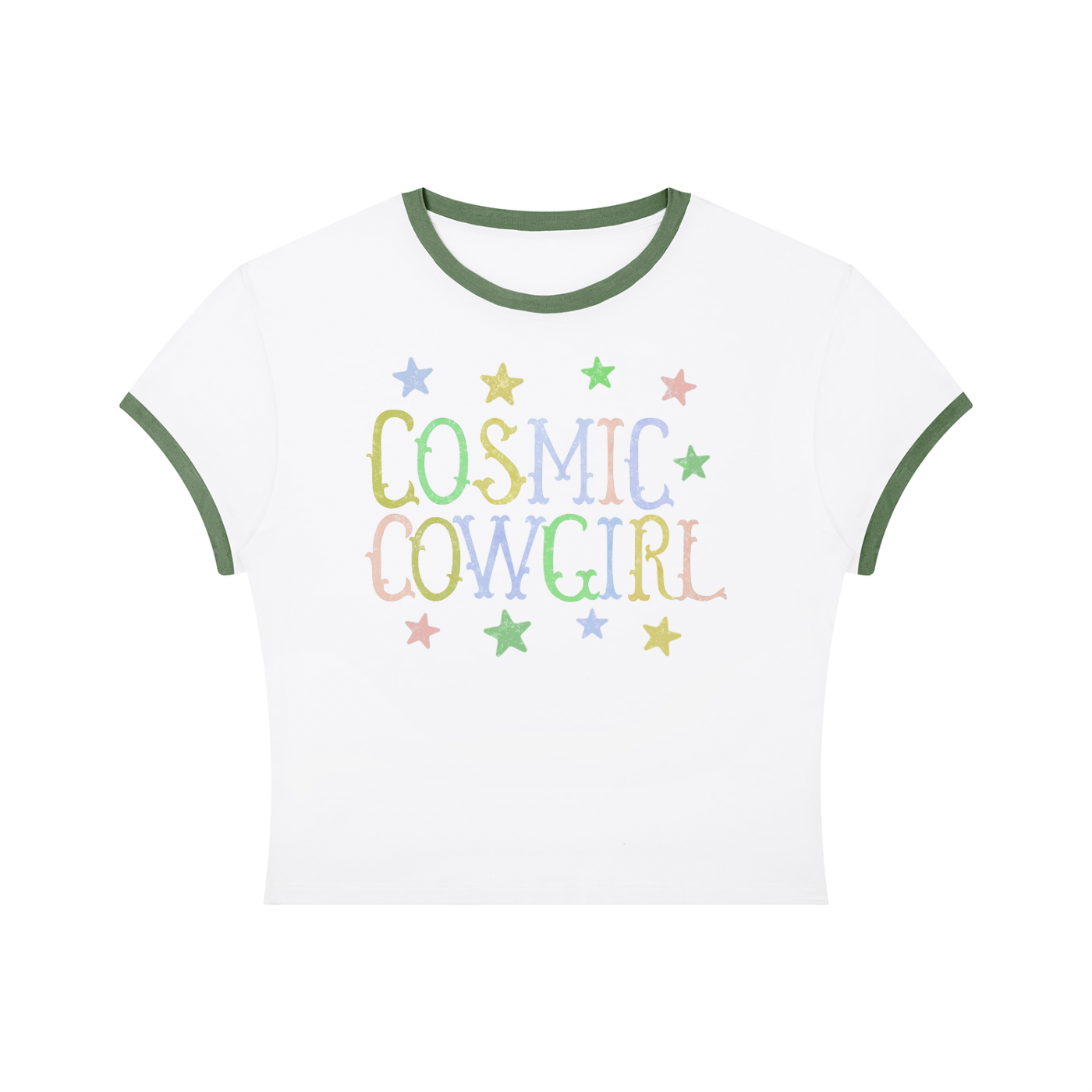 Cosmic Cowgirl Retro Women's Slim Color Rib T-Shirt