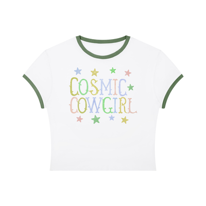 Cosmic Cowgirl Retro Women's Slim Color Rib T-Shirt