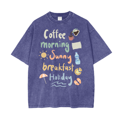 Morning Coffee Unisex Oversize Snow Washed T-Shirt