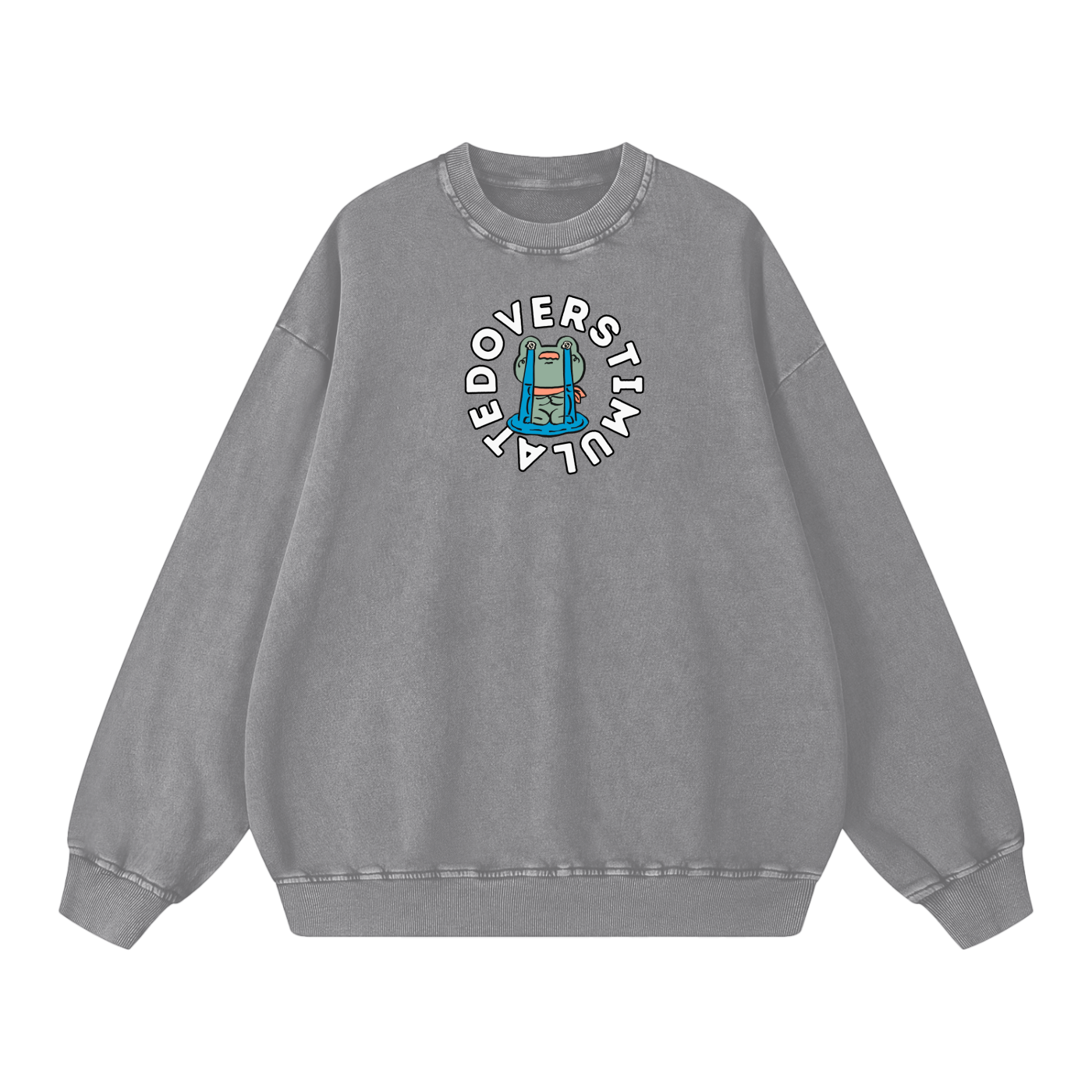 Overstimulated Frog Acid Wash Oversize Sweatshirt