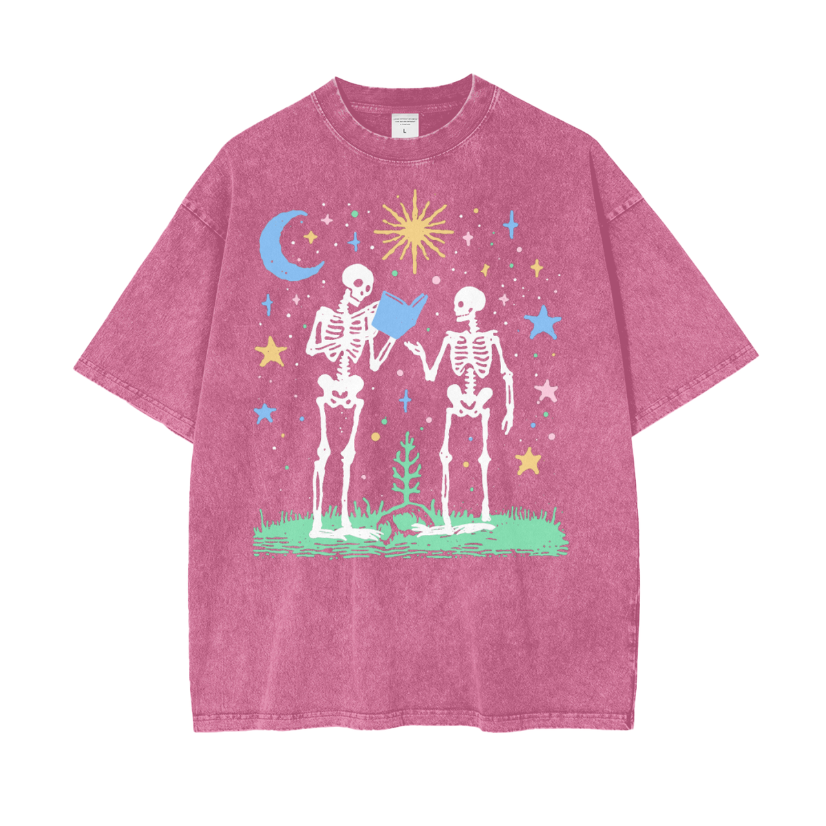Skeletons Read Unisex Oversize Snow Washed T-Shirt