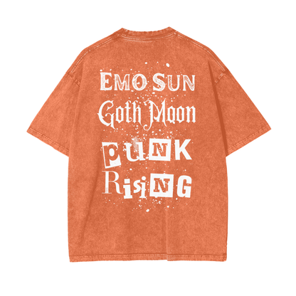 Solar Punk Rising Frt/Bck Oversize Snow Washed T-Shirt