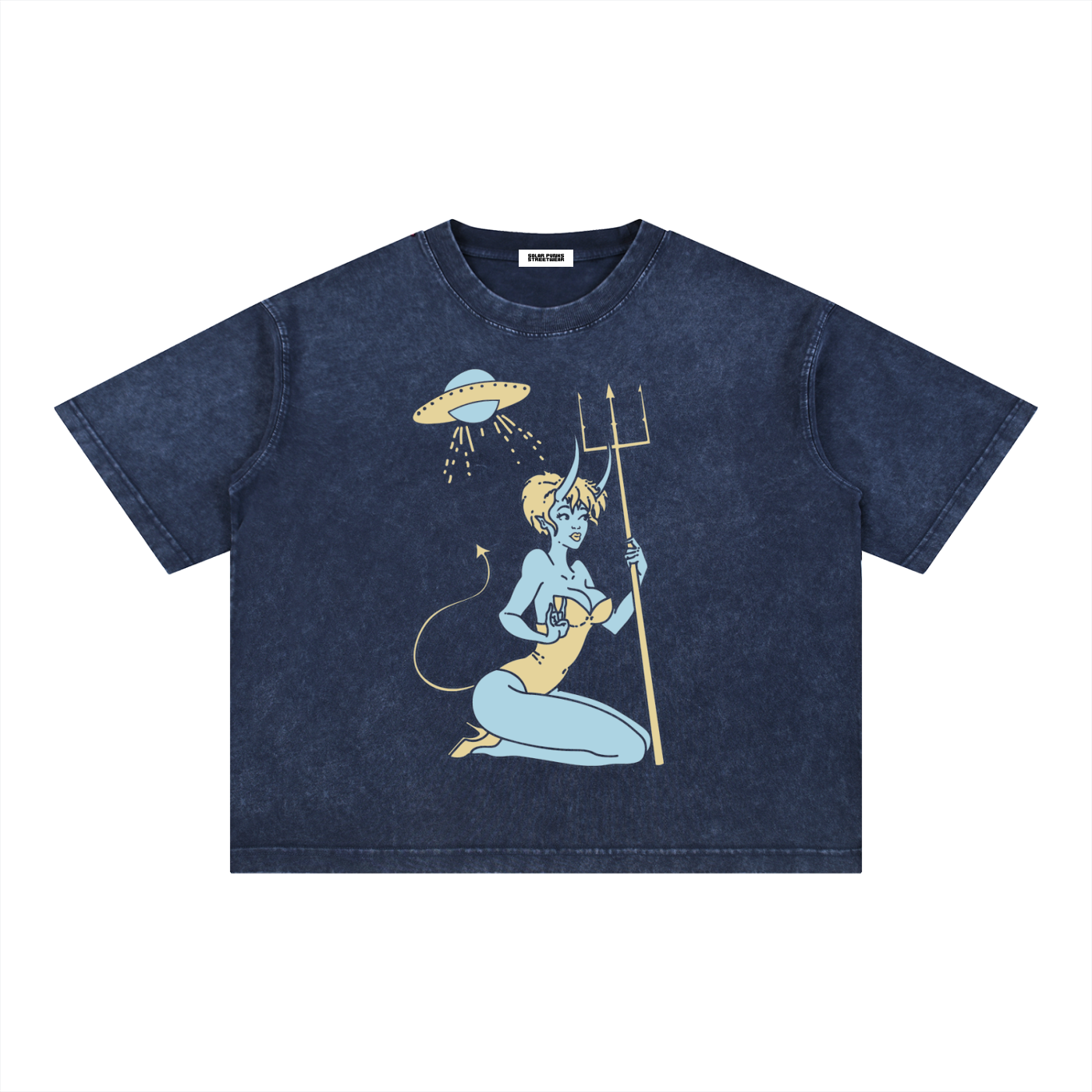 Alien Girl Mineral Wash Boxy Cotton T-Shirt