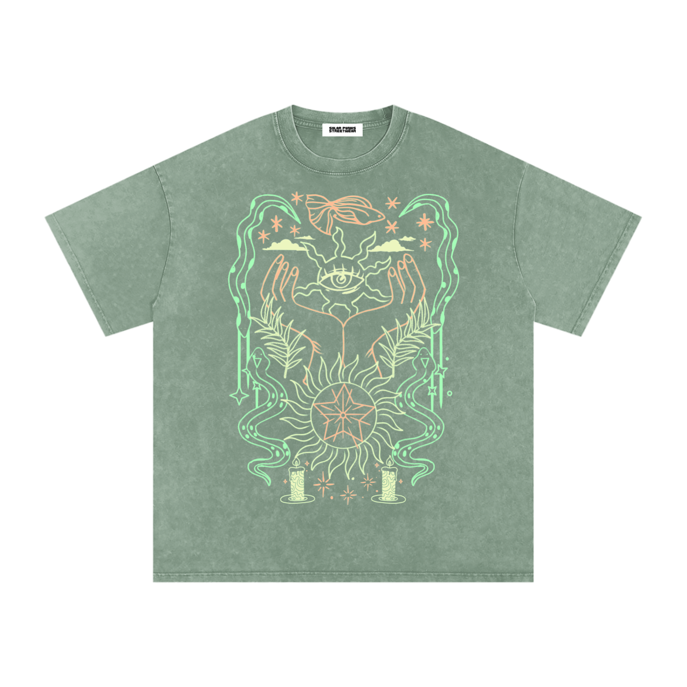 Mystic Hands Unisex Acid Wash Oversize T-Shirt