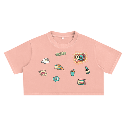90s Unisex Snow Washed Crop Top