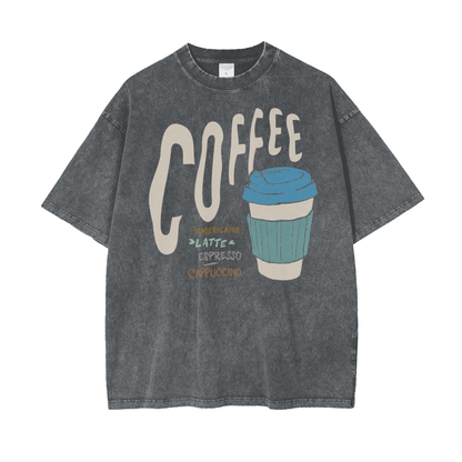 Coffee Unisex Oversize Snow Washed T-Shirt