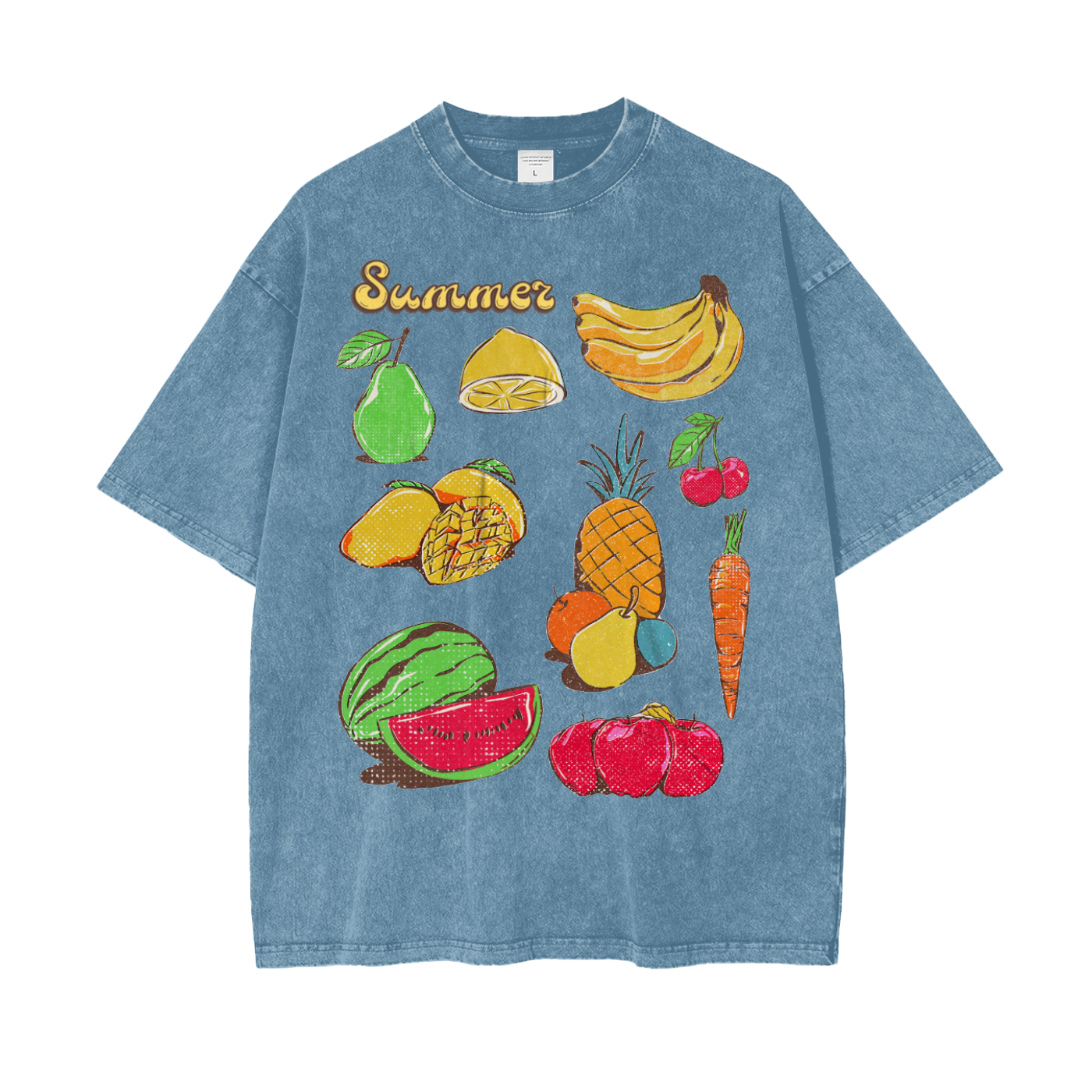Summer Fruits Unisex Oversize Snow Washed T-Shirt