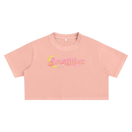 Anime Sour Mood Snow Washed Crop Top