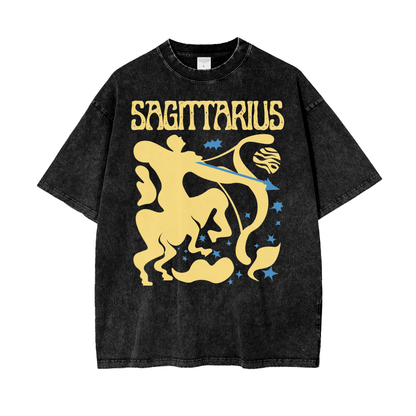Zodiac Sagittarius Psychedelic Snow Washed T-Shirt