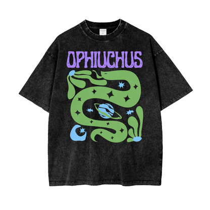 Zodiac Ophiuchus Psychedelic Snow Washed T-Shirt