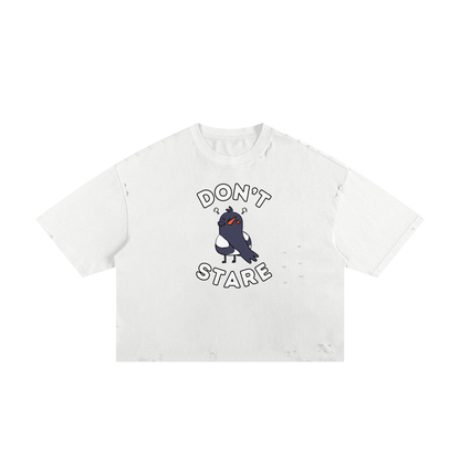 Don't Stare Bird Unisex Classic Frayed Boxy Tee