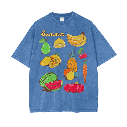 Summer Fruits Unisex Oversize Snow Washed T-Shirt