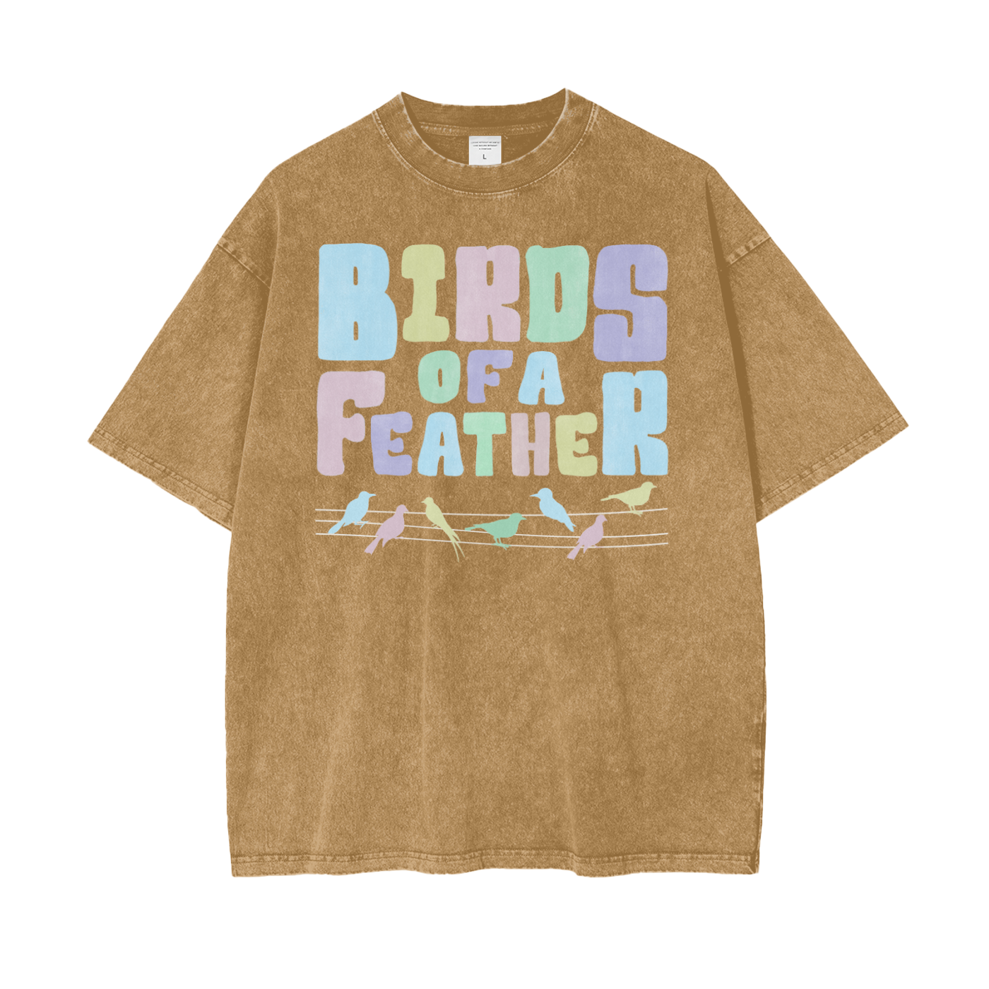 Birds Feathers Unisex Oversize Snow Washed T-Shirt