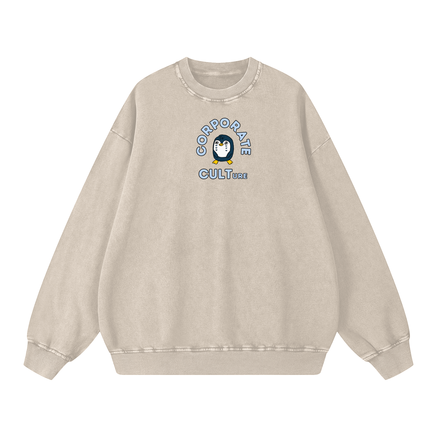 Poor Penguin Acid Wash Oversize Sweatshirt