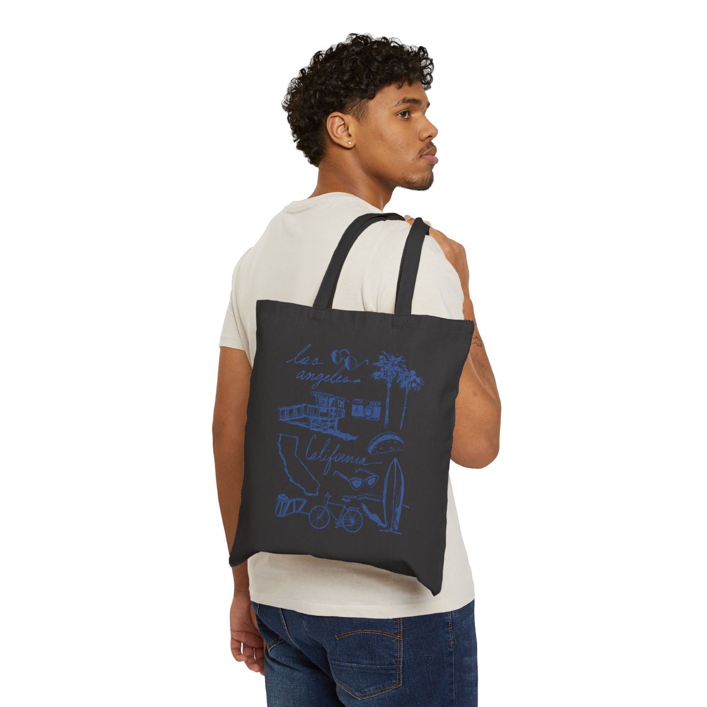 Los Angeles Cali Sketch Art Cotton Canvas Tote Bag