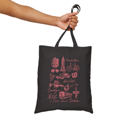 New York City Sketch Art Cotton Canvas Tote Bag