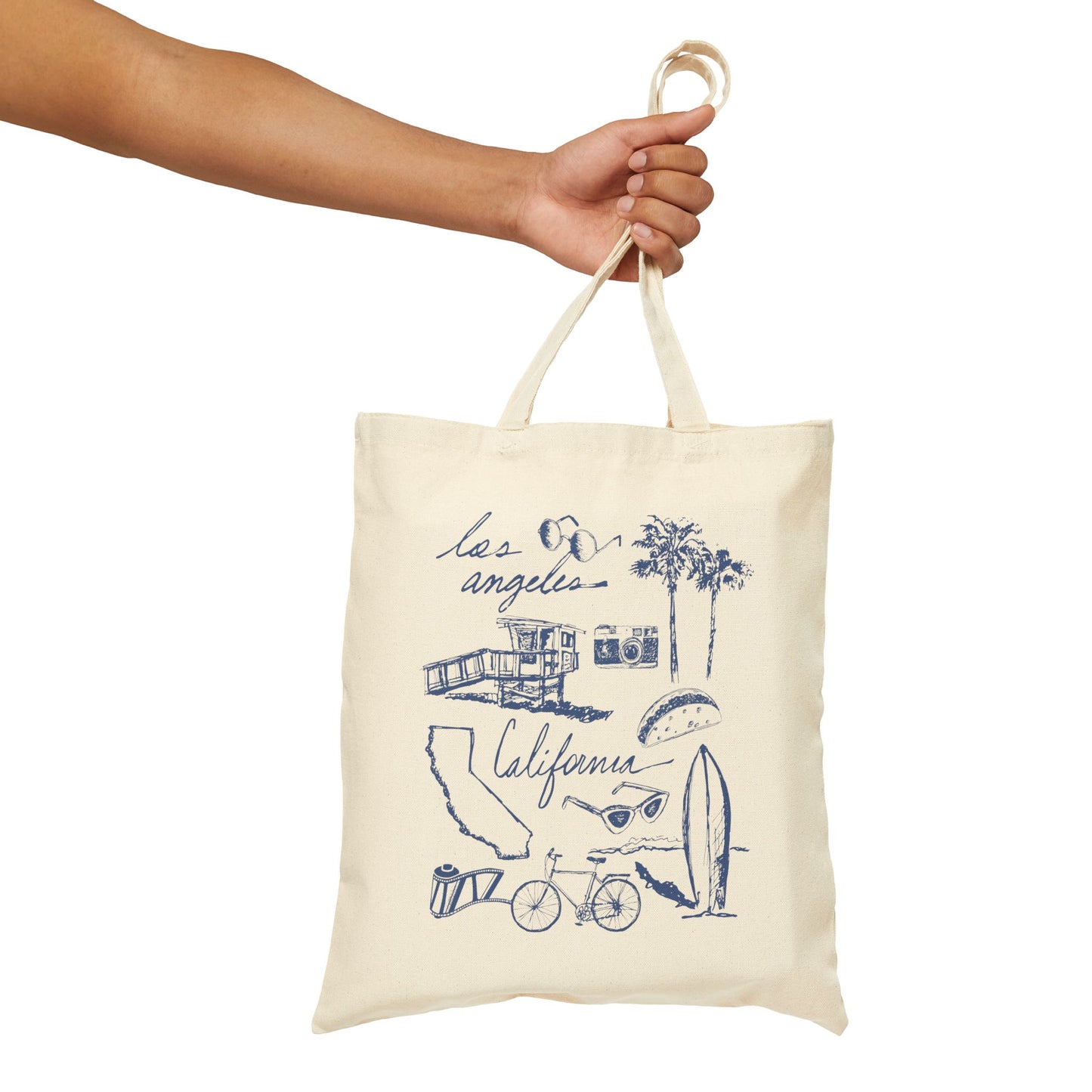 Los Angeles Cali Sketch Art Cotton Canvas Tote Bag