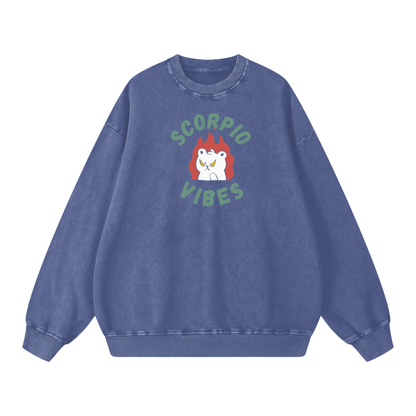 Zodiac Scorpio Bear Unisex Acid Wash Oversize Sweatshirt
